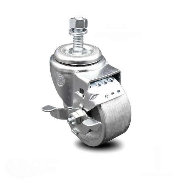 3 Inch Semi Steel Wheel Swivel 1/2 Inch Threaded Stem Caster with Brake SCC